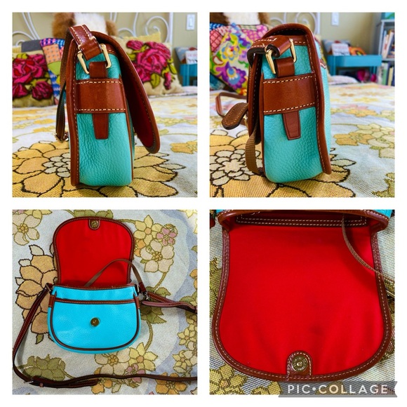 Dooney and Bourke Leather Grain Crossbody Saddle Bag in Turquoise Blue - Picture 12 of 15